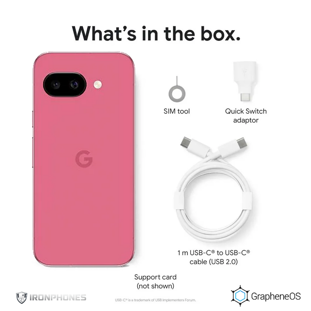 Google Pixel 9a GrapheneOS 128GB Encrypted Smartphone - Peony