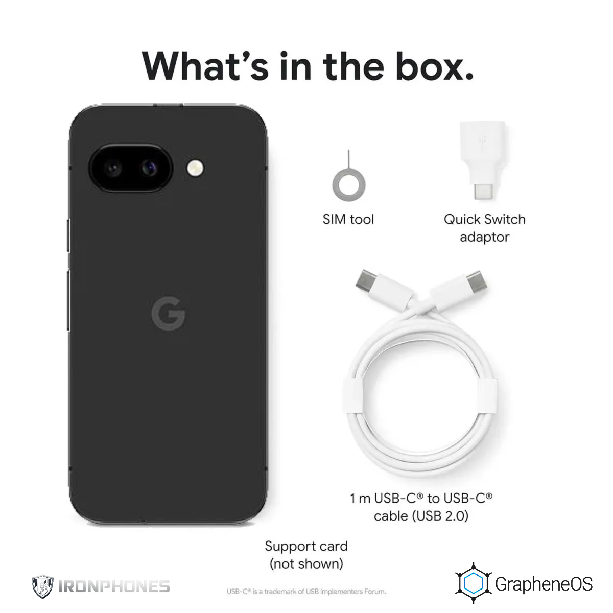 Google Pixel 9a GrapheneOS 128GB Encrypted Smartphone - Obsidian