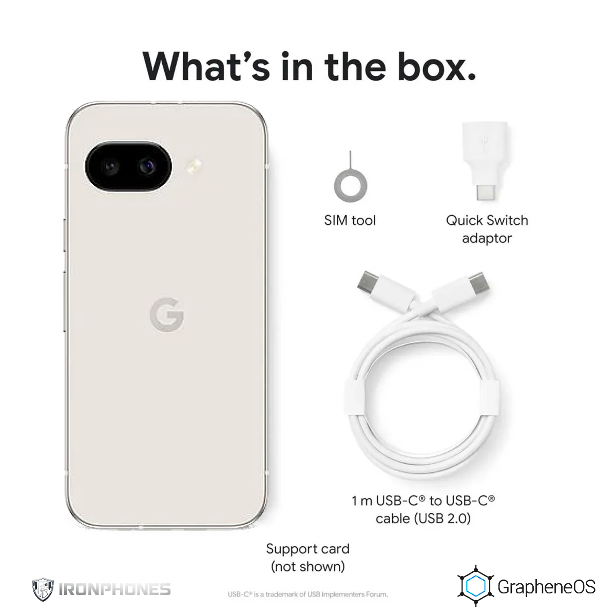 Google Pixel 9a GrapheneOS 128GB Encrypted Smartphone - Porcelain